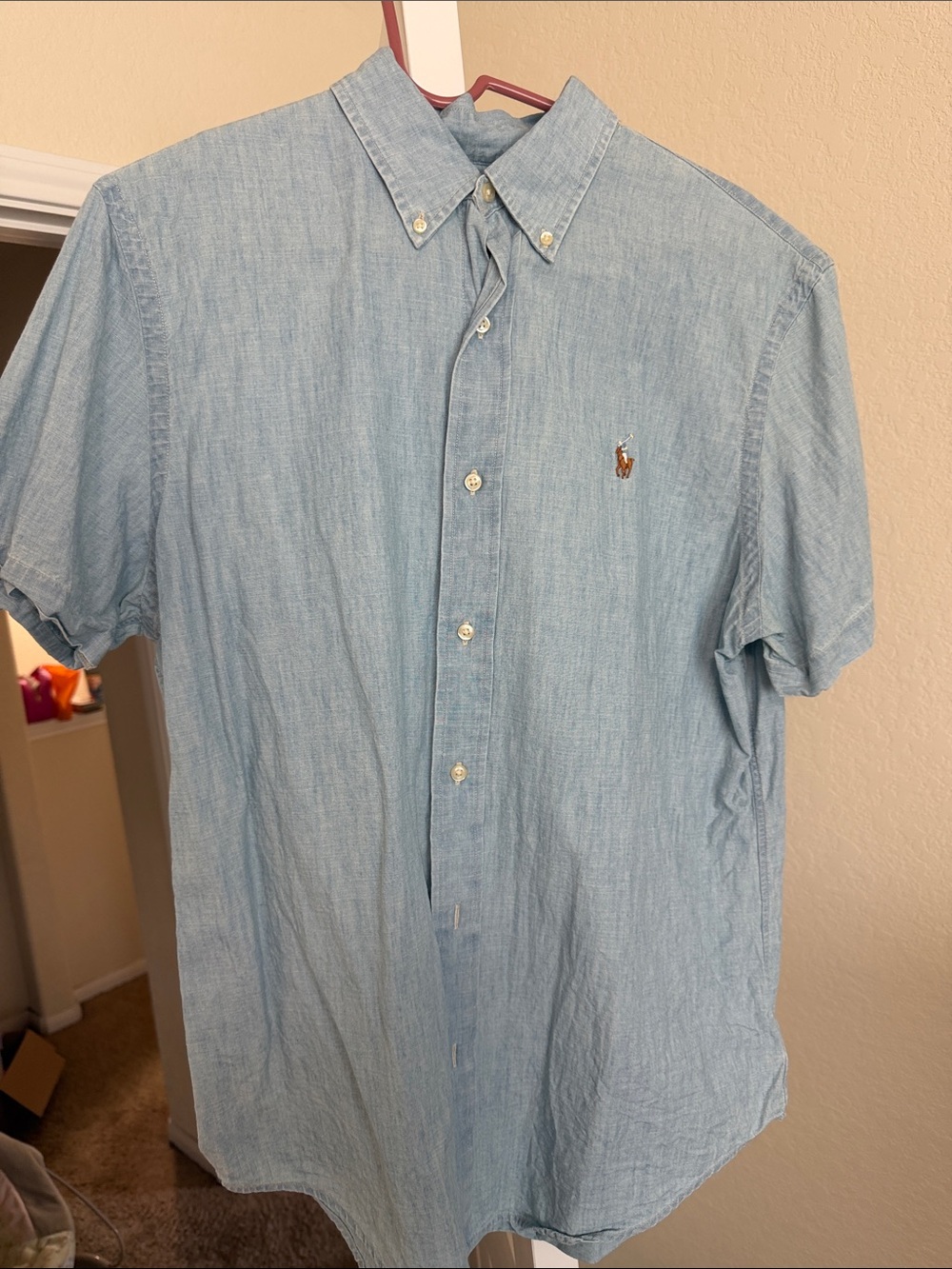 Polo by Ralph Lauren Light Blue Short-Sleeve Button-Down Shirt with Pony Logo